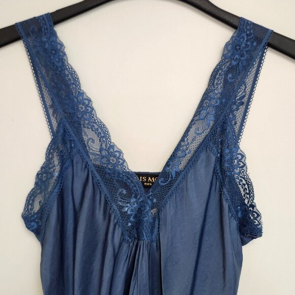 Dis Moi Women's Dusky Blue Camisole W/Lace Trim Size S/M - Picture 2 of 6